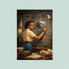 Katherine Johnson calculating trajectories with chalk precision poster 8