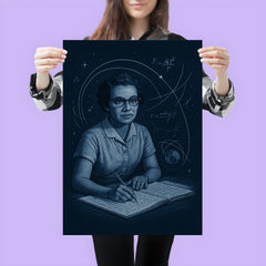 Katherine Johnson orbital calculations in midnight blue poster 3