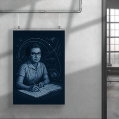 Katherine Johnson orbital calculations in midnight blue poster 4