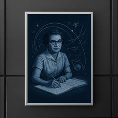 Katherine Johnson orbital calculations in midnight blue poster 5