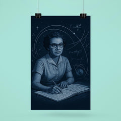 Katherine Johnson orbital calculations in midnight blue poster 6