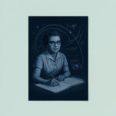 Katherine Johnson orbital calculations in midnight blue poster 8