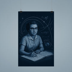 Katherine Johnson orbital calculations in midnight blue poster 9