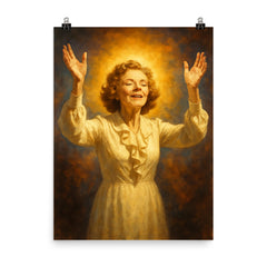 Kathryn Kuhlman poster on a plain backdrop in size 8"x10".
