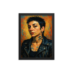 Kathy Acker framed print on a plain backdrop in size 12"x16".