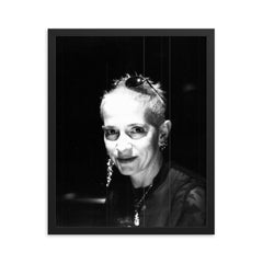 Kathy Acker framed print on a plain backdrop in size 16"x20".