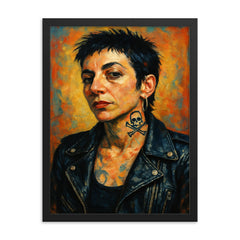 Kathy Acker framed print on a plain backdrop in size 18"x24".