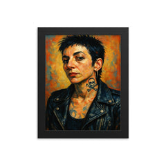 Kathy Acker framed print on a plain backdrop in size 8"x10".