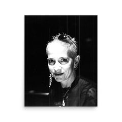 Kathy Acker poster on a plain backdrop in size 16"x20".