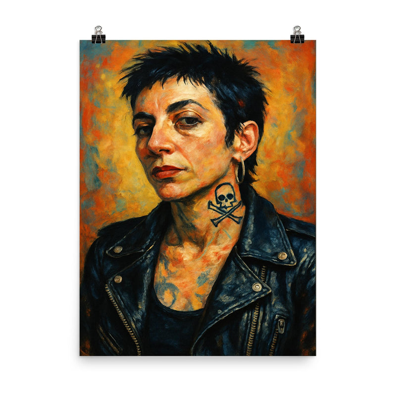 Kathy Acker poster on a plain backdrop in size 8