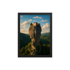 Katskhi Pillar Monolith Georgia framed print on a plain backdrop in size 12"x16".