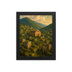 Kayaköy Ghost Village Turkey framed print on a plain backdrop in size 8"x10".