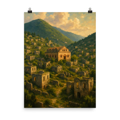 Kayaköy Ghost Village Turkey poster on a plain backdrop in size 8"x10".