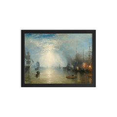Keelmen Heaving in Coals by Moonlight by Joseph Mallord William Turner, 1835 framed print on a plain backdrop in size 12"x16".