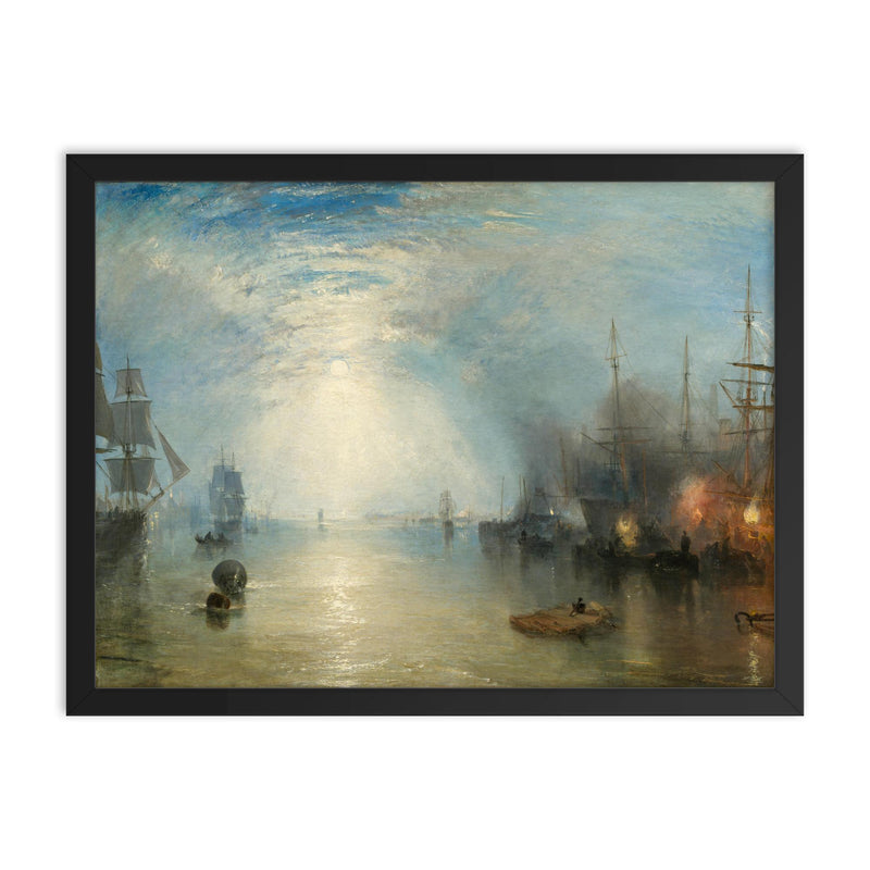 Keelmen Heaving in Coals by Moonlight by Joseph Mallord William Turner, 1835 framed print on a plain backdrop in size 18