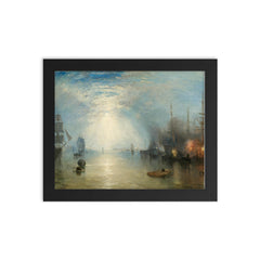 Keelmen Heaving in Coals by Moonlight by Joseph Mallord William Turner, 1835 framed print on a plain backdrop in size 8"x10".