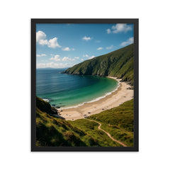 Keem Bay Achill Island Ireland framed print on a plain backdrop in size 16"x20".