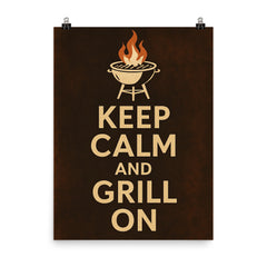 Keep calm and grill on poster on a plain backdrop in size 8"x10".