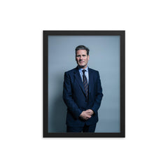 Keir Starmer framed print on a plain backdrop in size 12"x16".