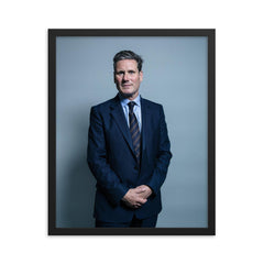 Keir Starmer framed print on a plain backdrop in size 16"x20".