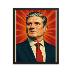Keir Starmer framed print on a plain backdrop in size 16"x20".