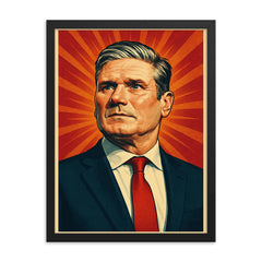 Keir Starmer framed print on a plain backdrop in size 18"x24".