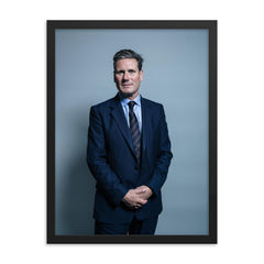 Keir Starmer framed print on a plain backdrop in size 18"x24".