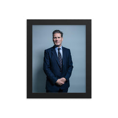 Keir Starmer framed print on a plain backdrop in size 8"x10".