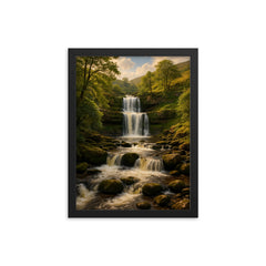 Keld Waterfalls Swaledale England framed print on a plain backdrop in size 12"x16".