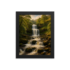 Keld Waterfalls Swaledale England framed print on a plain backdrop in size 8"x10".