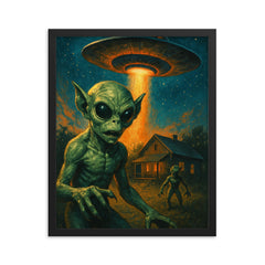 Kelly Hopkinsville Goblins Kentucky USA framed print on a plain backdrop in size 16"x20".