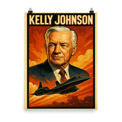 Kelly Johnson poster on a plain backdrop in size 8"x10".