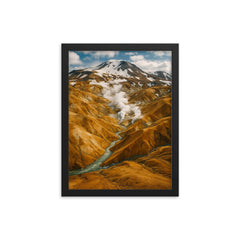 Kerlingarfjoll Geothermal Mountains Iceland framed print on a plain backdrop in size 12"x16".