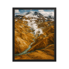 Kerlingarfjoll Geothermal Mountains Iceland framed print on a plain backdrop in size 16"x20".