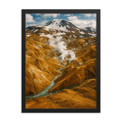 Kerlingarfjoll Geothermal Mountains Iceland framed print on a plain backdrop in size 18"x24".