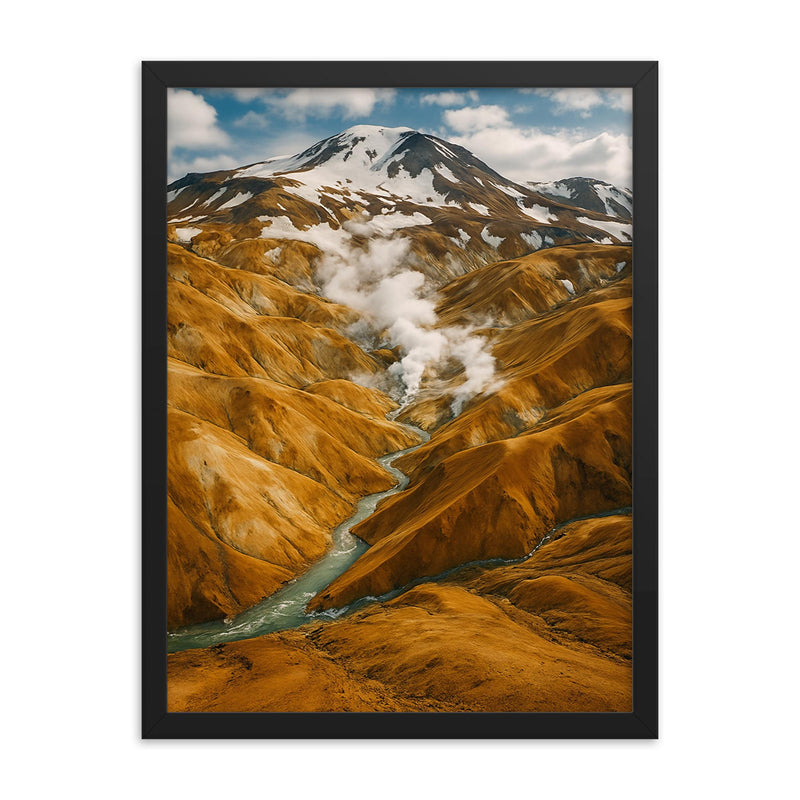 Kerlingarfjoll Geothermal Mountains Iceland framed print on a plain backdrop in size 18