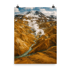 Kerlingarfjoll Geothermal Mountains Iceland poster on a plain backdrop in size 8"x10".