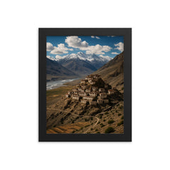 Key Monastery Spiti Valley India framed print on a plain backdrop in size 8"x10".