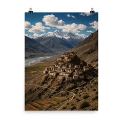Key Monastery Spiti Valley India poster on a plain backdrop in size 8"x10".