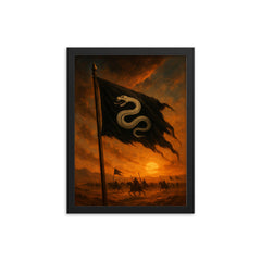 Khalid ibn al Walid desert battle standard framed print on a plain backdrop in size 12"x16".