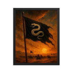 Khalid ibn al Walid desert battle standard framed print on a plain backdrop in size 16"x20".