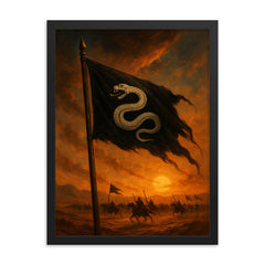 Khalid ibn al Walid desert battle standard framed print on a plain backdrop in size 18"x24".