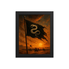 Khalid ibn al Walid desert battle standard framed print on a plain backdrop in size 8"x10".