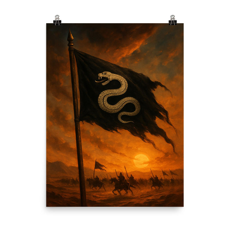 Khalid ibn al Walid desert battle standard poster on a plain backdrop in size 8