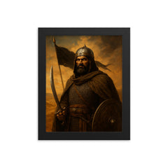 Khalid ibn al Walid desert standard portrait framed print on a plain backdrop in size 8"x10".