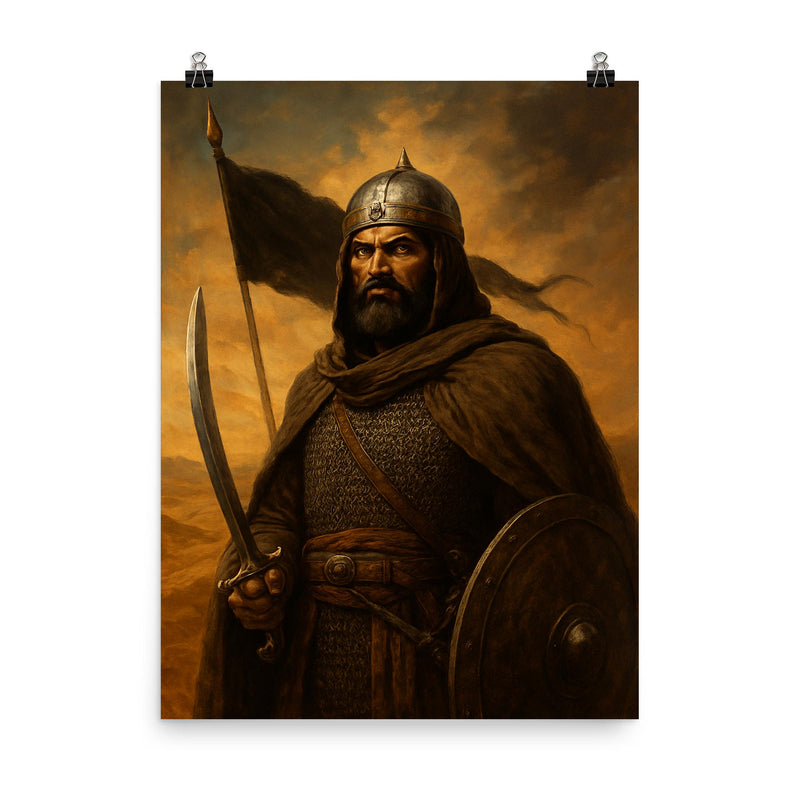 Khalid ibn al Walid desert standard portrait poster on a plain backdrop in size 8