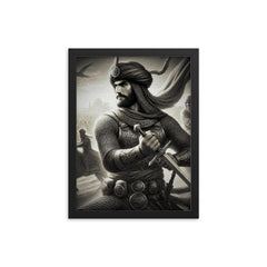 Khalid Ibn al-Walid framed print on a plain backdrop in size 12"x16".