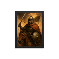 Khalid Ibn al Walid framed print on a plain backdrop in size 12"x16".