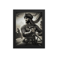 Khalid Ibn al-Walid framed print on a plain backdrop in size 8"x10".