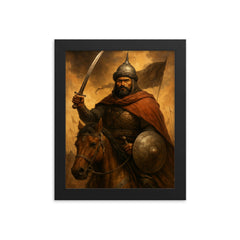 Khalid Ibn al Walid framed print on a plain backdrop in size 8"x10".